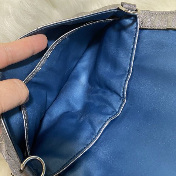 COACH Silver Metallic Leather Crossbody Y2K - Picture 8 of 11
